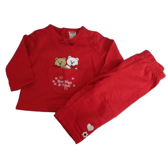 Fisher Price Girls 2-Piece Outfit 6/9 Mos Red Shirt & Pants Bear Hugs & Kisses - Picture 6 of 7